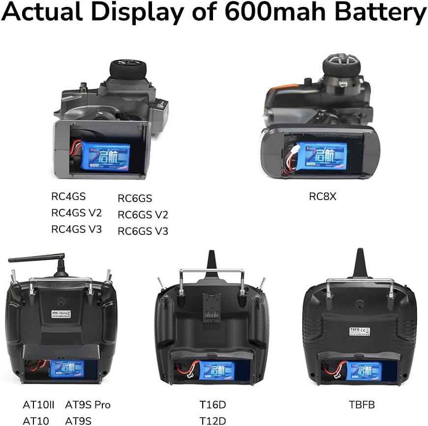 2 Li-ion 7.4V 600mAh 2S Batteries with SM-3P Connector + USB Cable - Compatible with RC Car DE82, TK3086B, TK-3082B, G20601, Stunt Flip Car