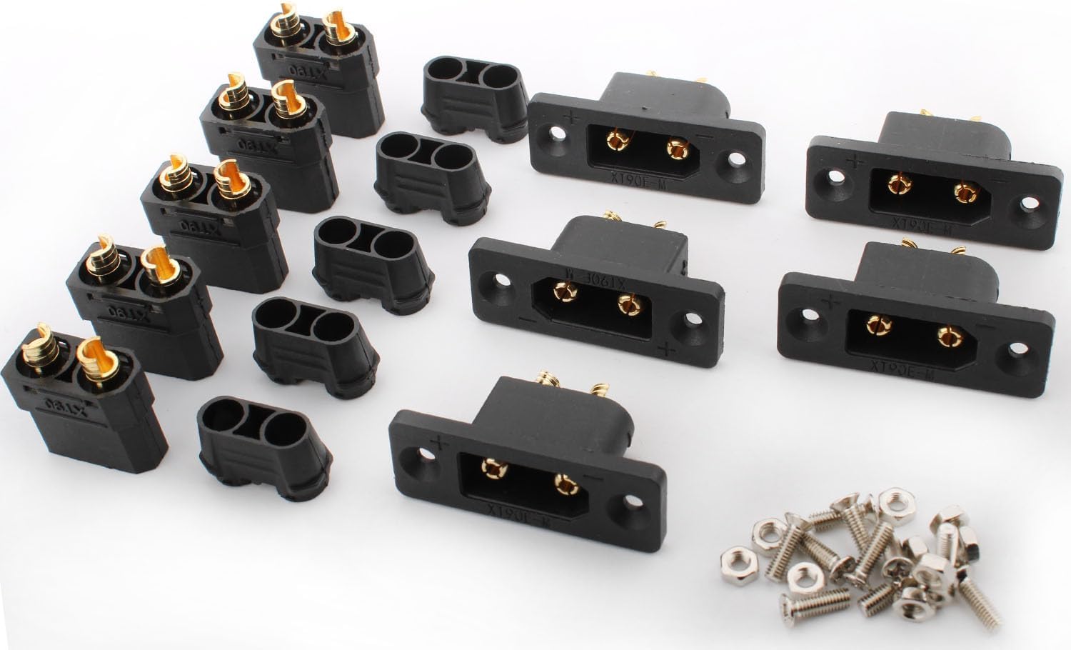 Set 5 Pairs XT60E-M | Mountable Male and Female Connector for Battery | Ideal for RC Model Airplanes, FPV Racing Drones