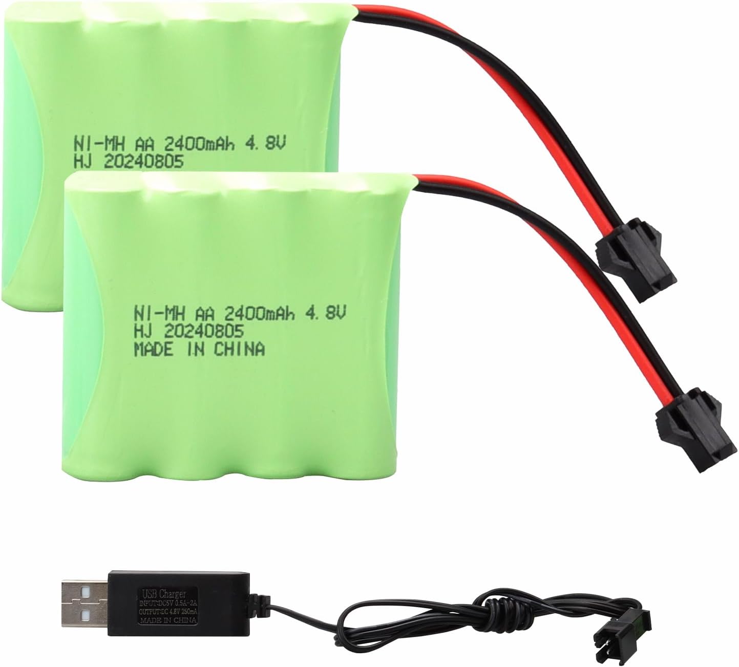 2 Batterie NiMH 4.8V 2400mAh SM-2P Ricaricabili per RC Auto e Modellismo