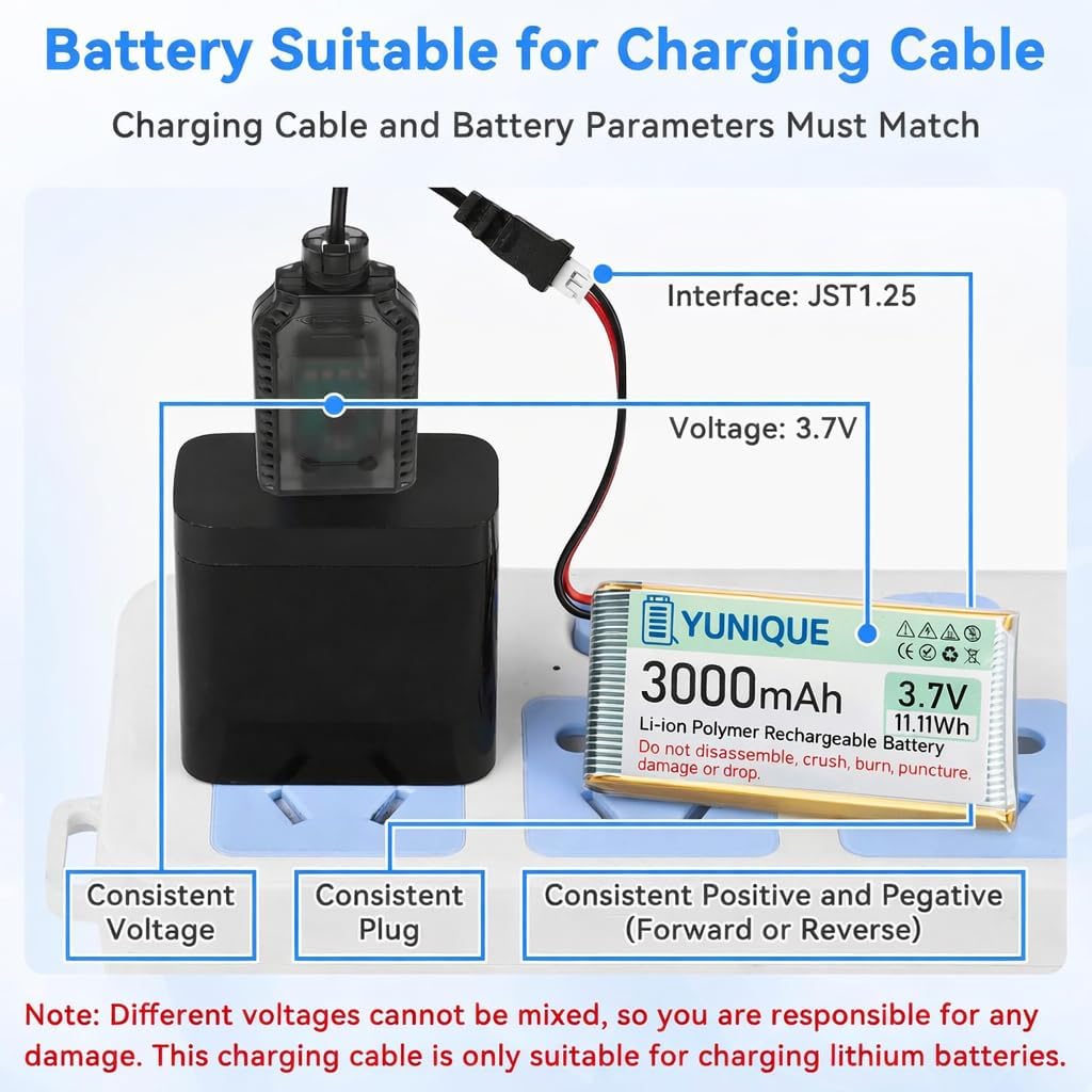 2 Cavi Caricatore USB 3.7V JST 1.25 per Batterie LiPo 1S Arduino