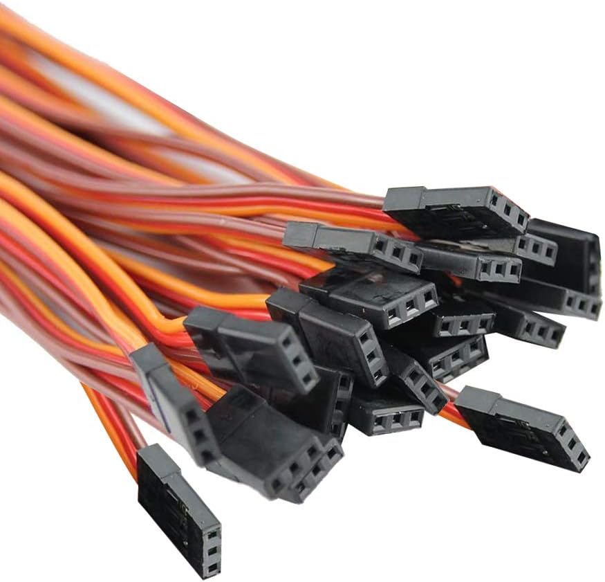 16 Cavi Prolunga Servo JR 3 Pin 22AWG 75-500mm RC Drone Elicotteri Auto Aeromodelli