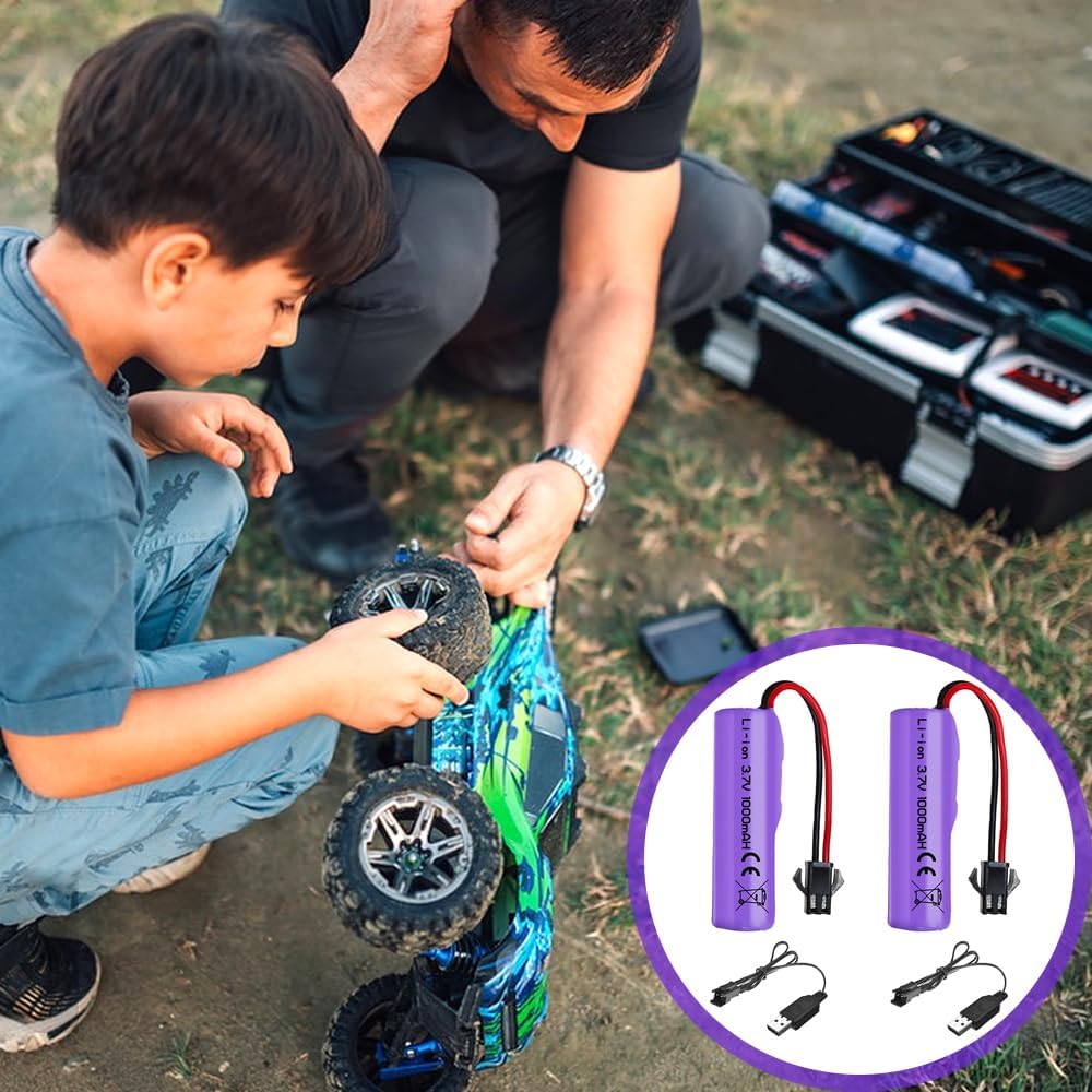 1 Pièce 7.4V 1000mAh SM-4P Batterie rechargeable avec câble de chargement USB pour DE36W DE65 NO.1809 RC Toy Vehicles
