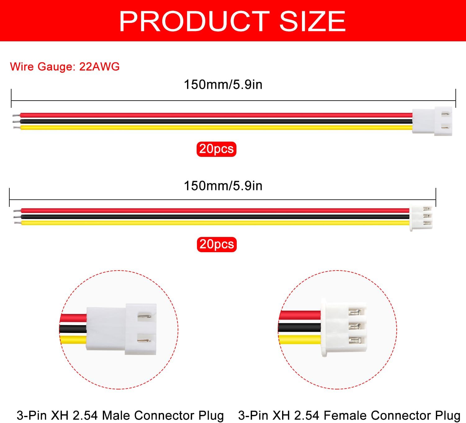 2 Pieces XT60 Parallel Male to 2 Female and Female to 2 Male 14AWG Cable | RC Lipo Battery Adapters | Drones, Cars, Airplanes, Model Builders