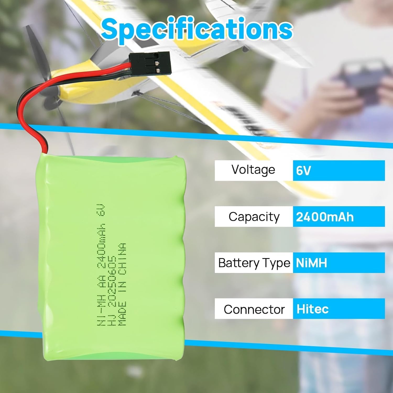 1 Piece Rechargeable Battery 4.8V Ni-Mh 2400 mAh for Remote Car Control