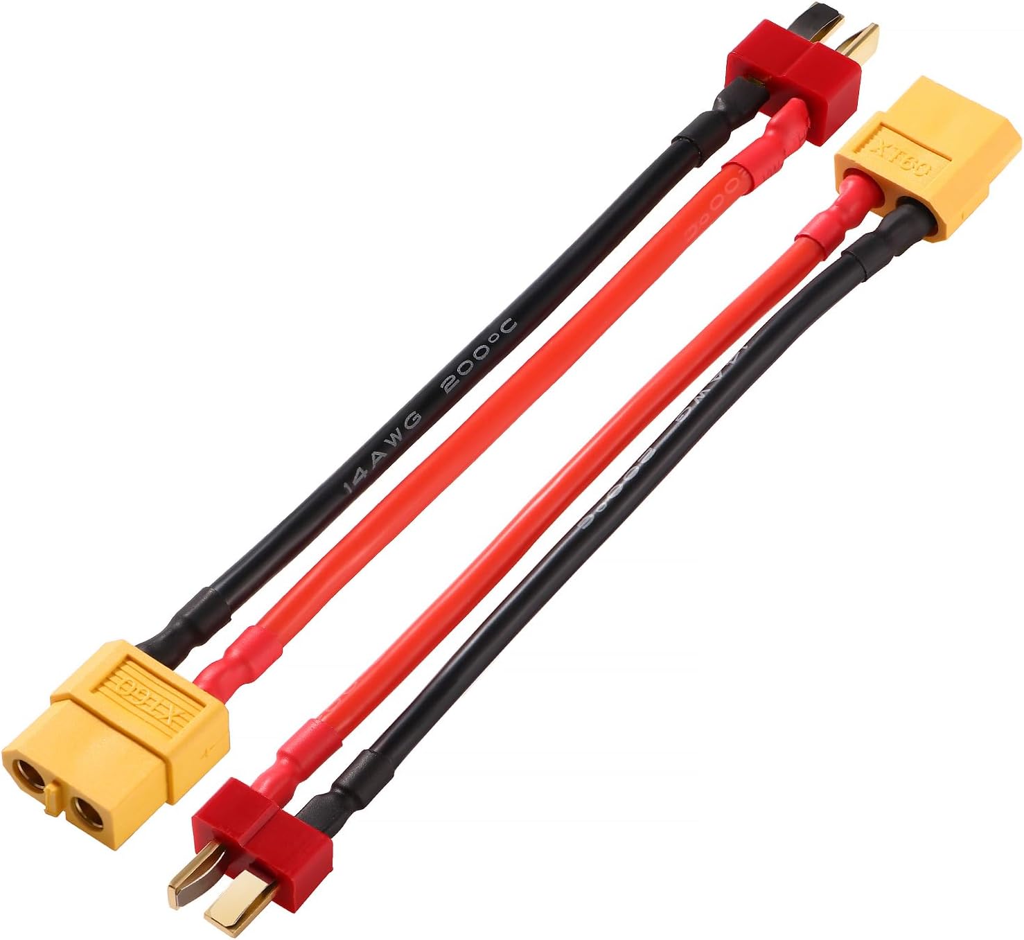 2 Adattatori T-Plug Maschio XT60 Femmina 14AWG Silicone 10cm LiPo RC ESC Caricabatterie