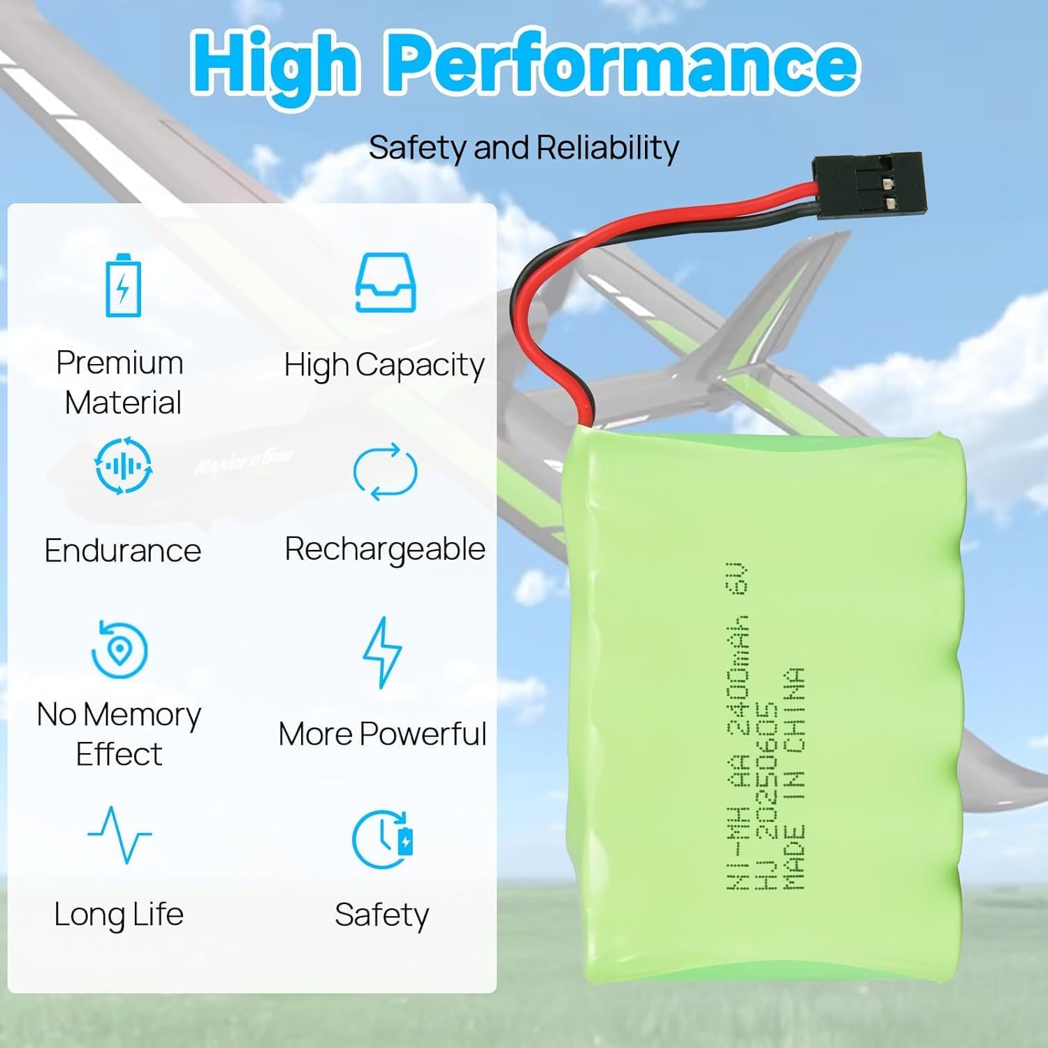 1 Piece Rechargeable Battery 4.8V Ni-Mh 2400 mAh for Remote Car Control