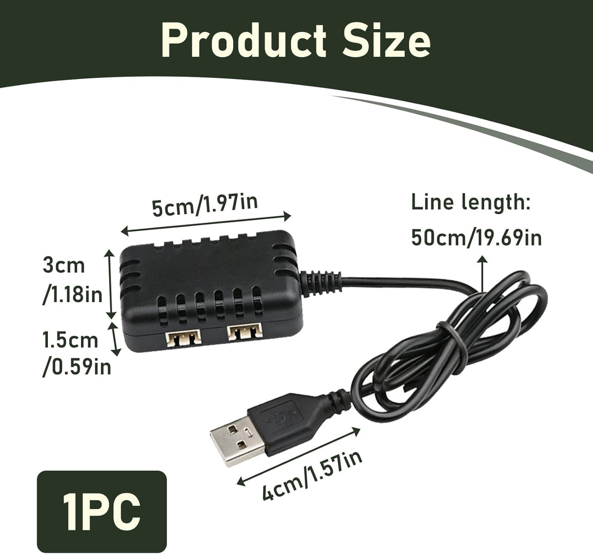 Caricatore LiPo 7.4V 2S 1A con Bilanciatore USB 2 in 1 XH-3P – Caricabatterie Rapido per Batterie RC Auto, Barche, Aerei, Droni, Quadcopter, Monster Truck, SCX24 e SCX10