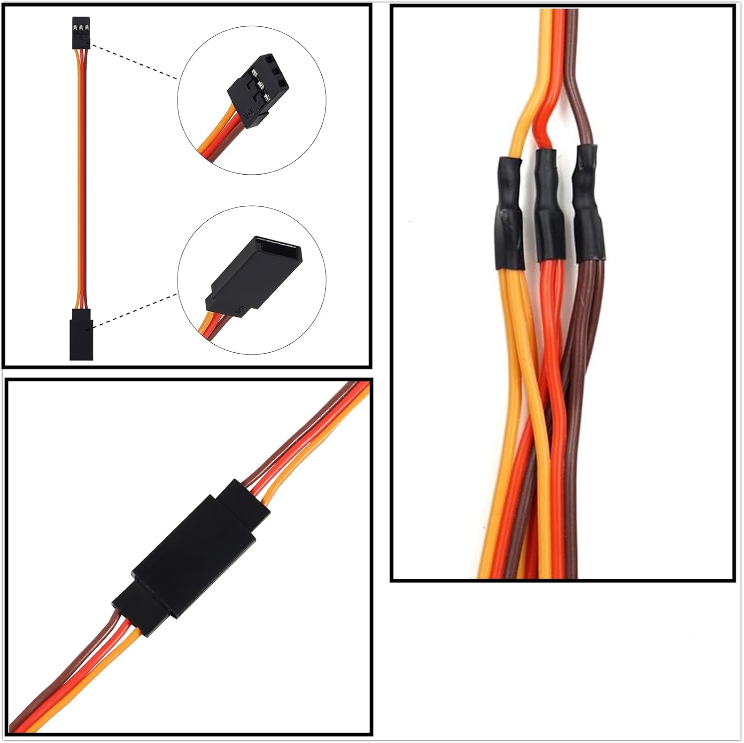 22 Cavi Prolunga Servo JR 3 Pin 22AWG + Y Splitter 1 a 2 RC Drone Auto Elicotteri Aeromodelli
