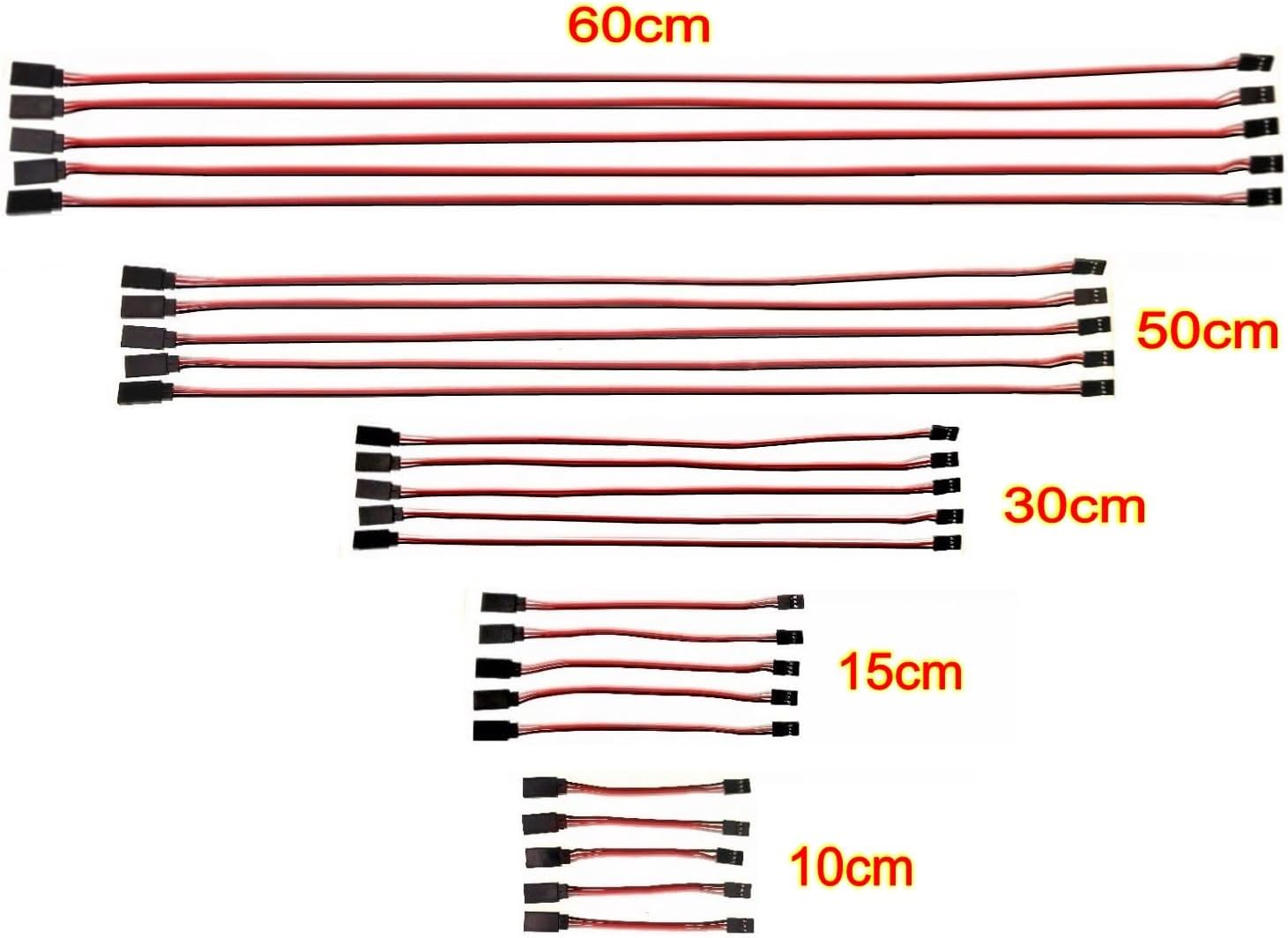 25 Cavi Prolunga Servo JR Futaba 3 Pin 26AWG 30 Core 10-60cm RC Drone Auto Elicotteri