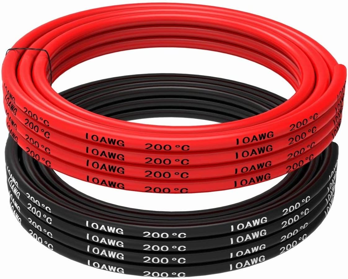 Cavo Silicone 10 AWG 5 Metri - Nero/Rosso, Rame Stagnato, Alta Durabilità
