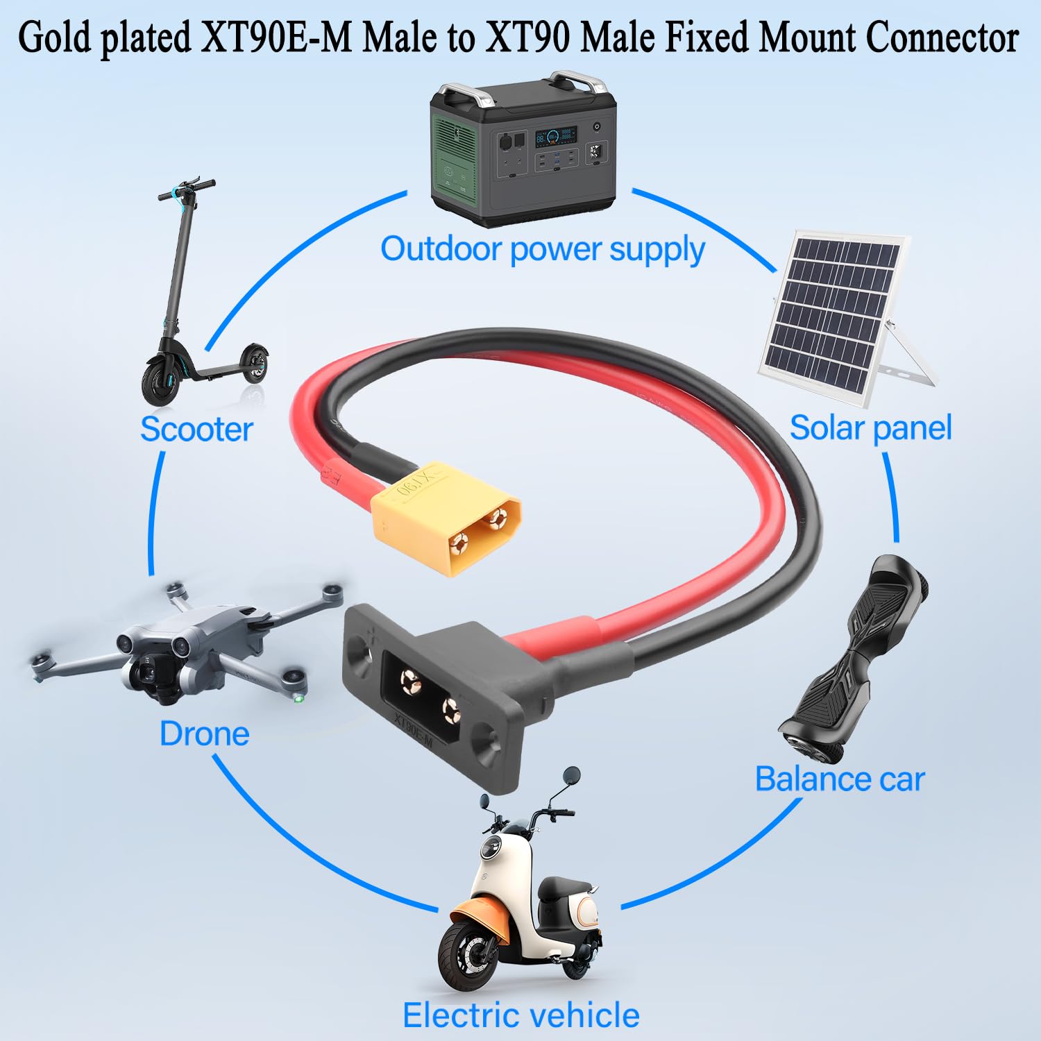 Cavo XT90E-M a XT90 Maschio 30cm 10AWG Bulkhead per Batterie LiPo RC