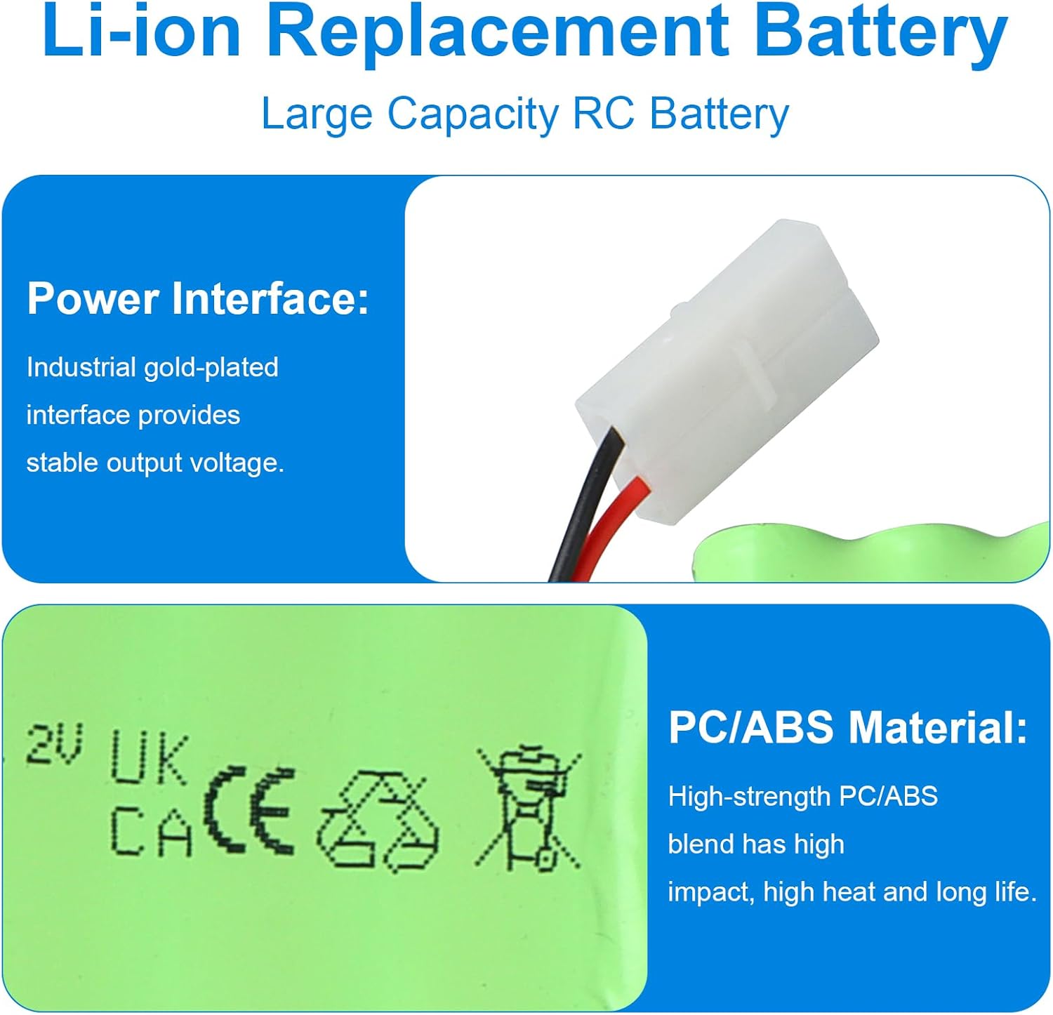 RC NiMH 7.2V 2400mAh AA rechargeable battery with USB charging cable and SM 2P connector, for RC car RC tank RC boats