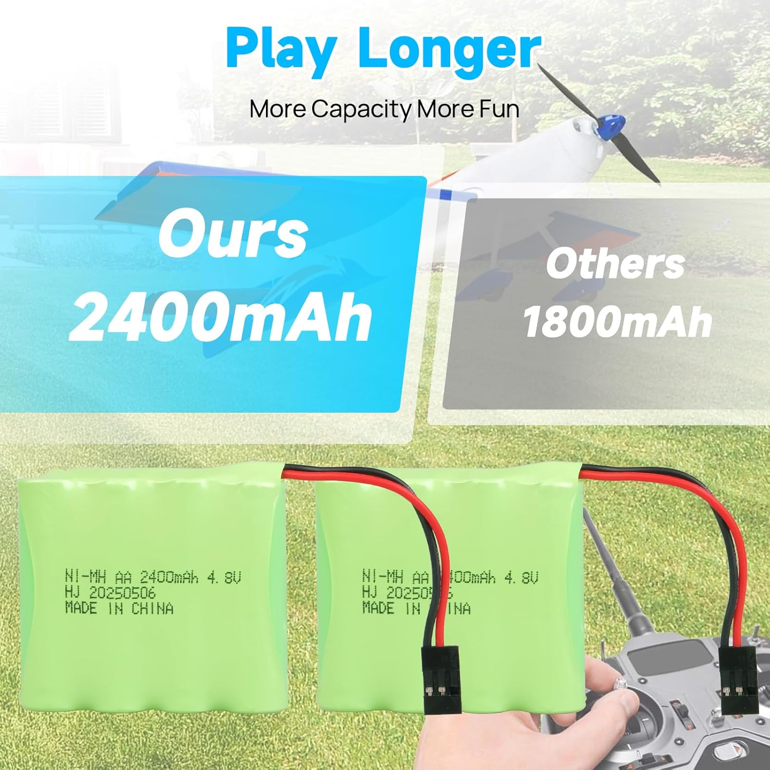 Batterie rechargeable 6V Ni-Mh 2400mAh pour télécommande de voiture