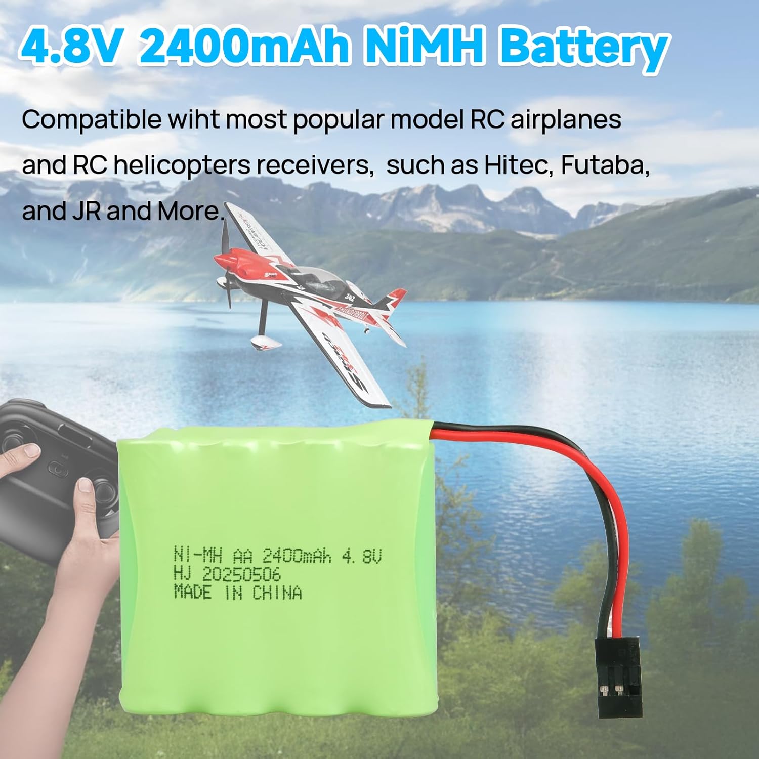 Batterie rechargeable 6V Ni-Mh 2400mAh pour télécommande de voiture