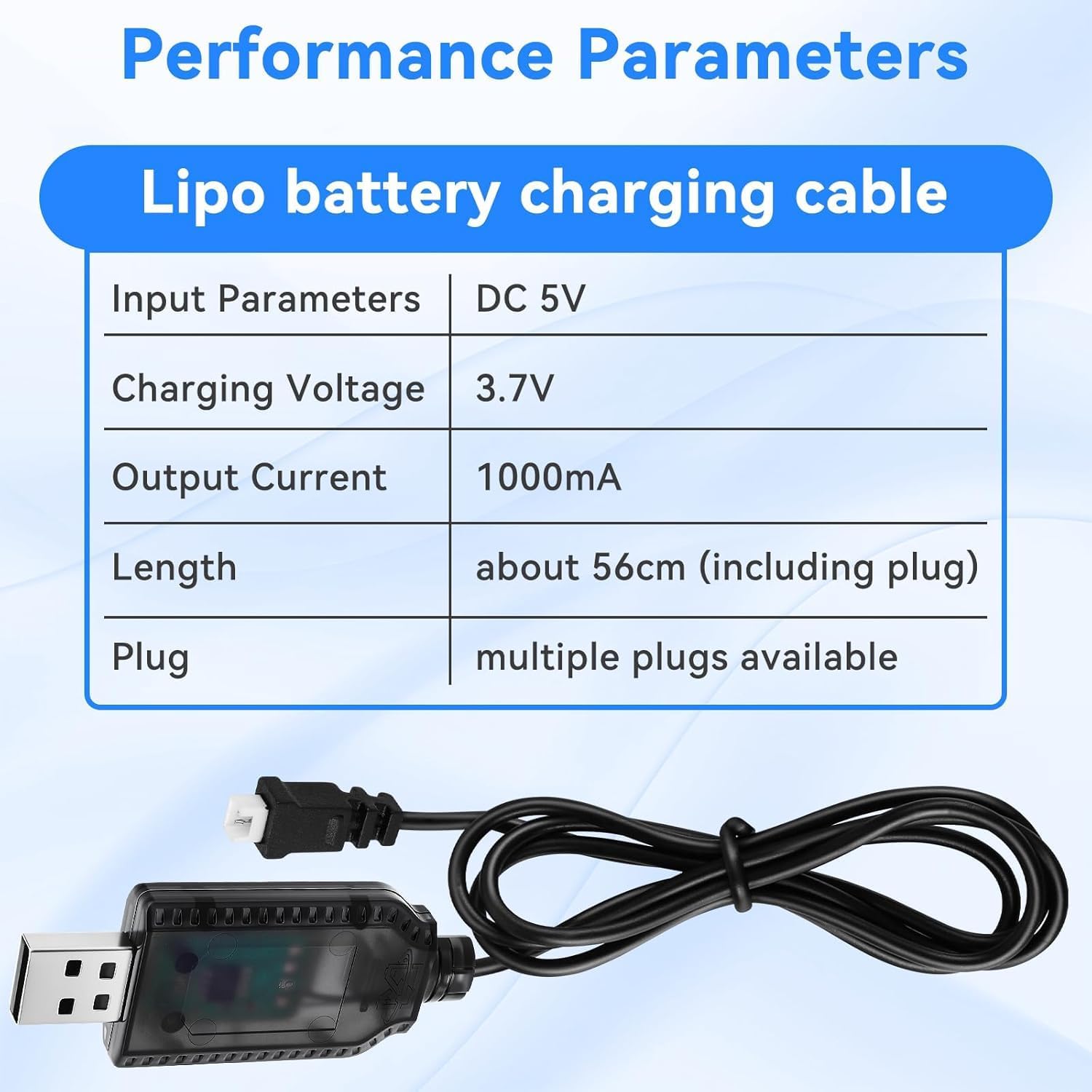 2 Cavi Caricatore USB 3.7V JST 1.25 per Batterie LiPo 1S Arduino