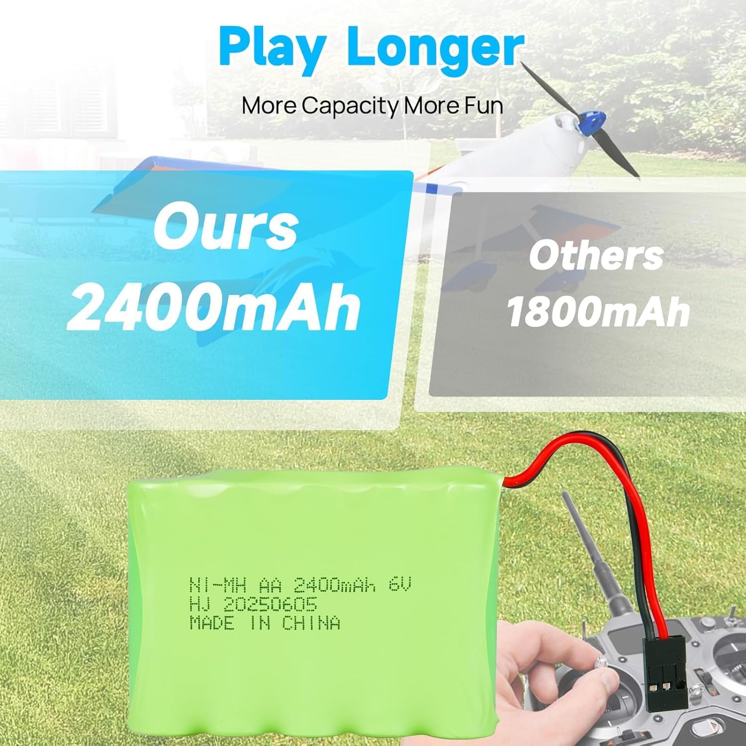 1 Piece Rechargeable Battery 4.8V Ni-Mh 2400 mAh for Remote Car Control