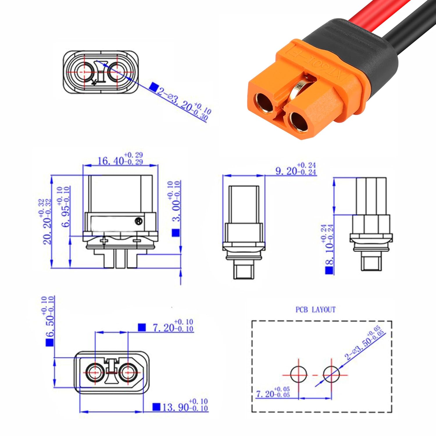 2 komada XT60 paralelnih kabela – Muški na 2 Ženska i Ženski na 2 Muška (14AWG) | Adapteri za LiPo RC baterije | Za dronove, RC aute, avione, modelarstvo