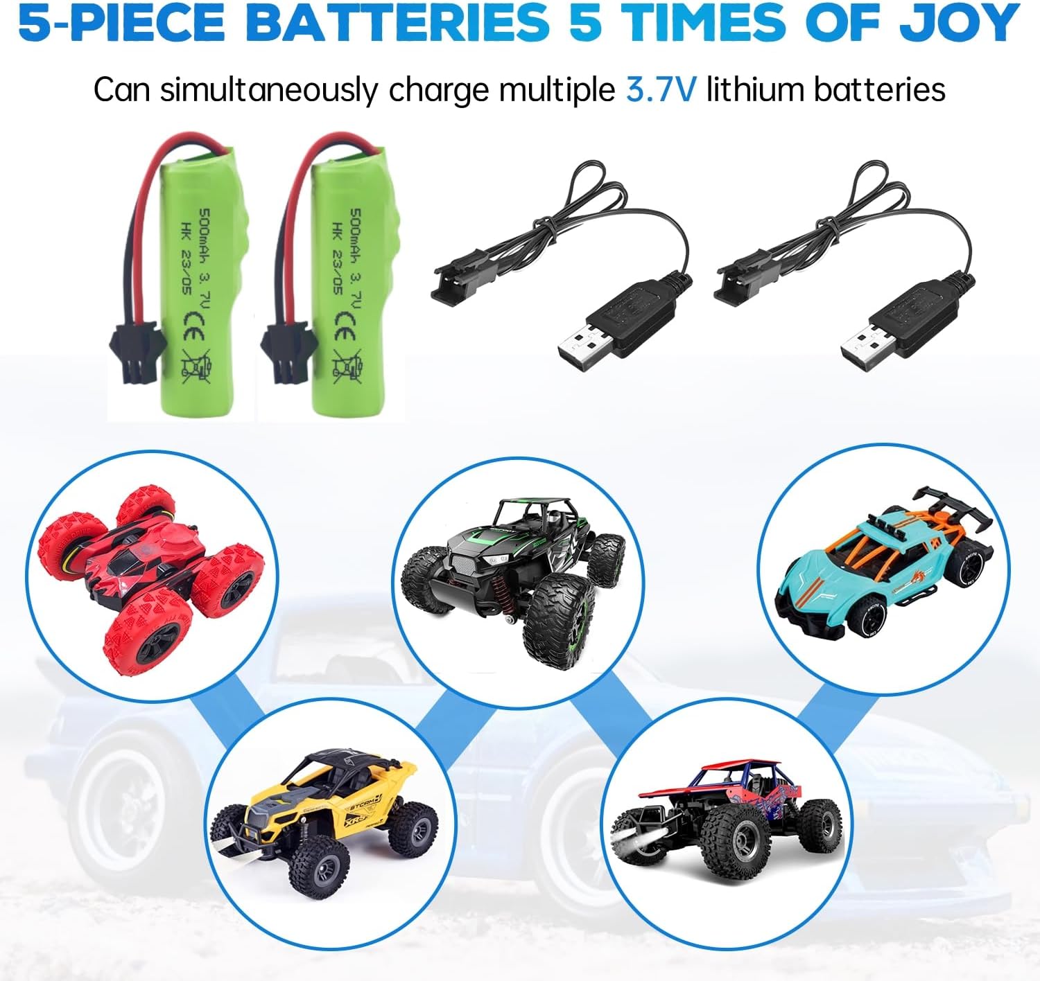 2 Pieces 3.7V 500mah lithium battery for DE35 DE38 DE40 DE50 TB202 TB201 TM201 TM202 TC141 DE44 DE55 TS201 TD202 TD161 Double Face Roll stunt RC Car Kids Toy
