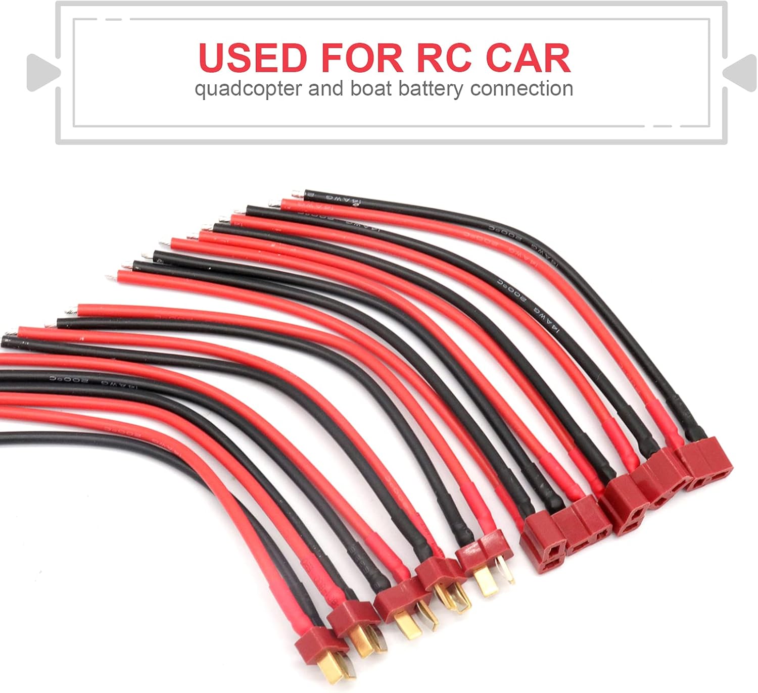 2 Pieces XT60 Parallel Male to 2 Female and Female to 2 Male 14AWG Cable | RC Lipo Battery Adapters | Drones, Cars, Airplanes, Model Builders