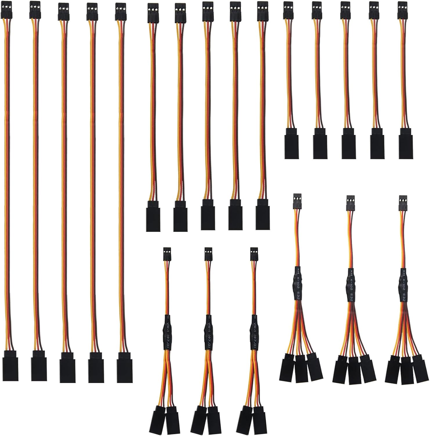 2 Pieces XT60 Parallel Male to 2 Female and Female to 2 Male 14AWG Cable | RC Lipo Battery Adapters | Drones, Cars, Airplanes, Model Builders