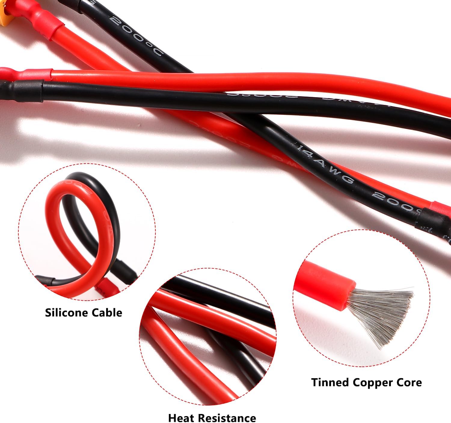 2 Adattatori T-Plug Maschio XT60 Femmina 14AWG Silicone 10cm LiPo RC ESC Caricabatterie