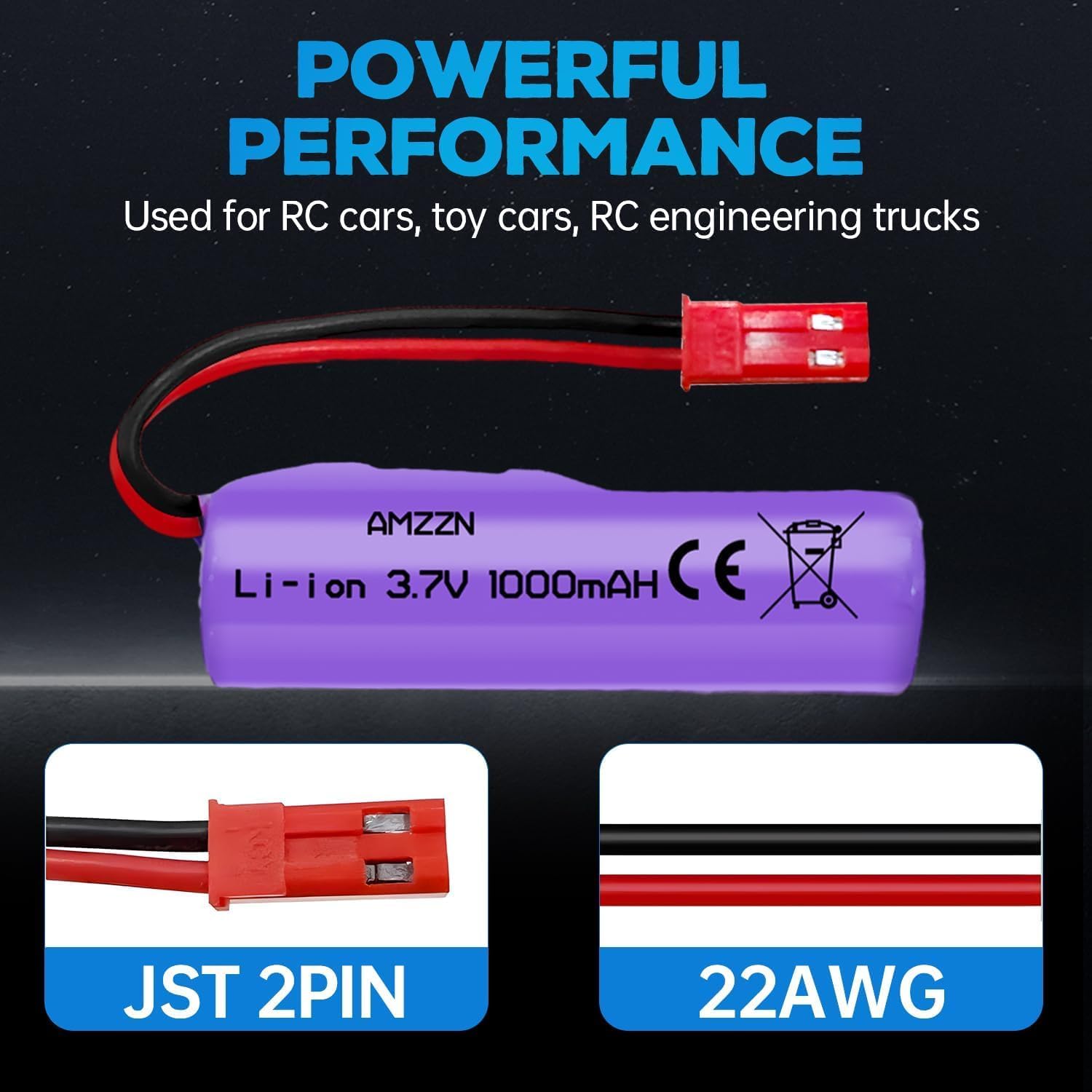 1 kus 7,4 V 1000 mAh SM-4P nabíjateľná batéria s USB nabíjacím káblom pre RC vozidlá DE36W DE65 NO.1809
