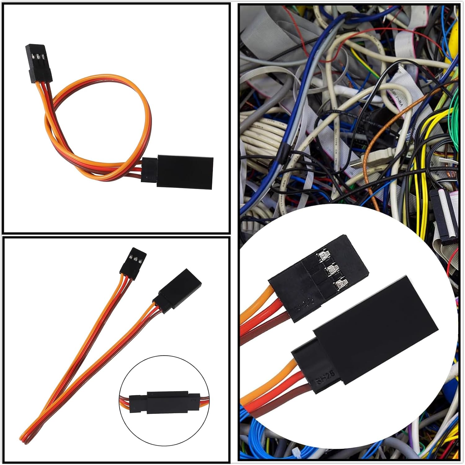 22 Cavi Prolunga Servo JR 3 Pin 22AWG + Y Splitter 1 a 2 RC Drone Auto Elicotteri Aeromodelli