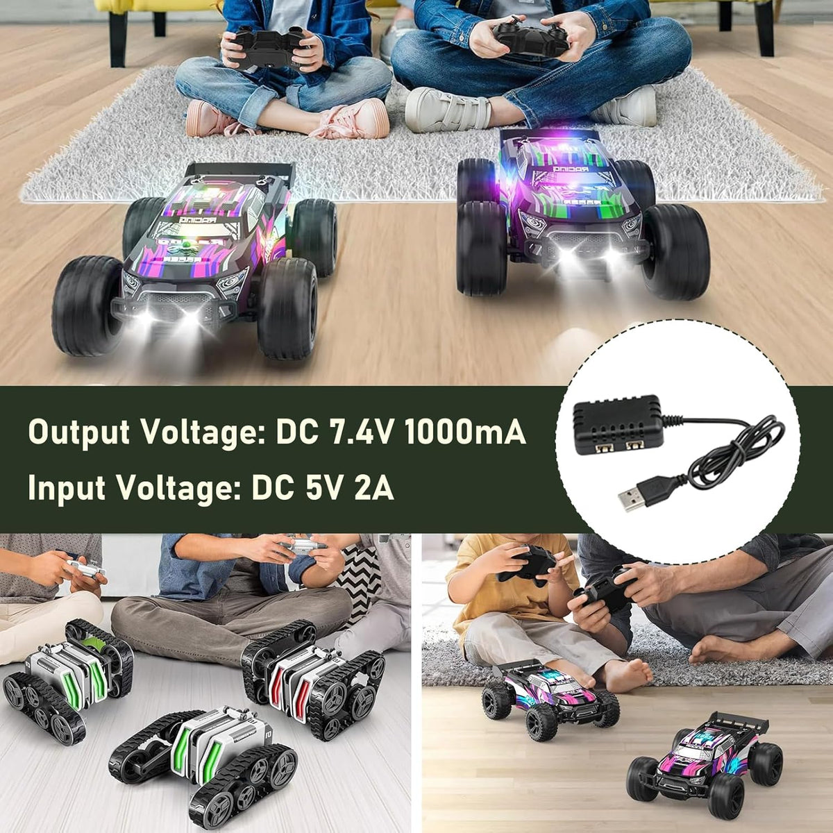 Caricatore LiPo 7.4V 2S 1A con Bilanciatore USB 2 in 1 XH-3P – Caricabatterie Rapido per Batterie RC Auto, Barche, Aerei, Droni, Quadcopter, Monster Truck, SCX24 e SCX10