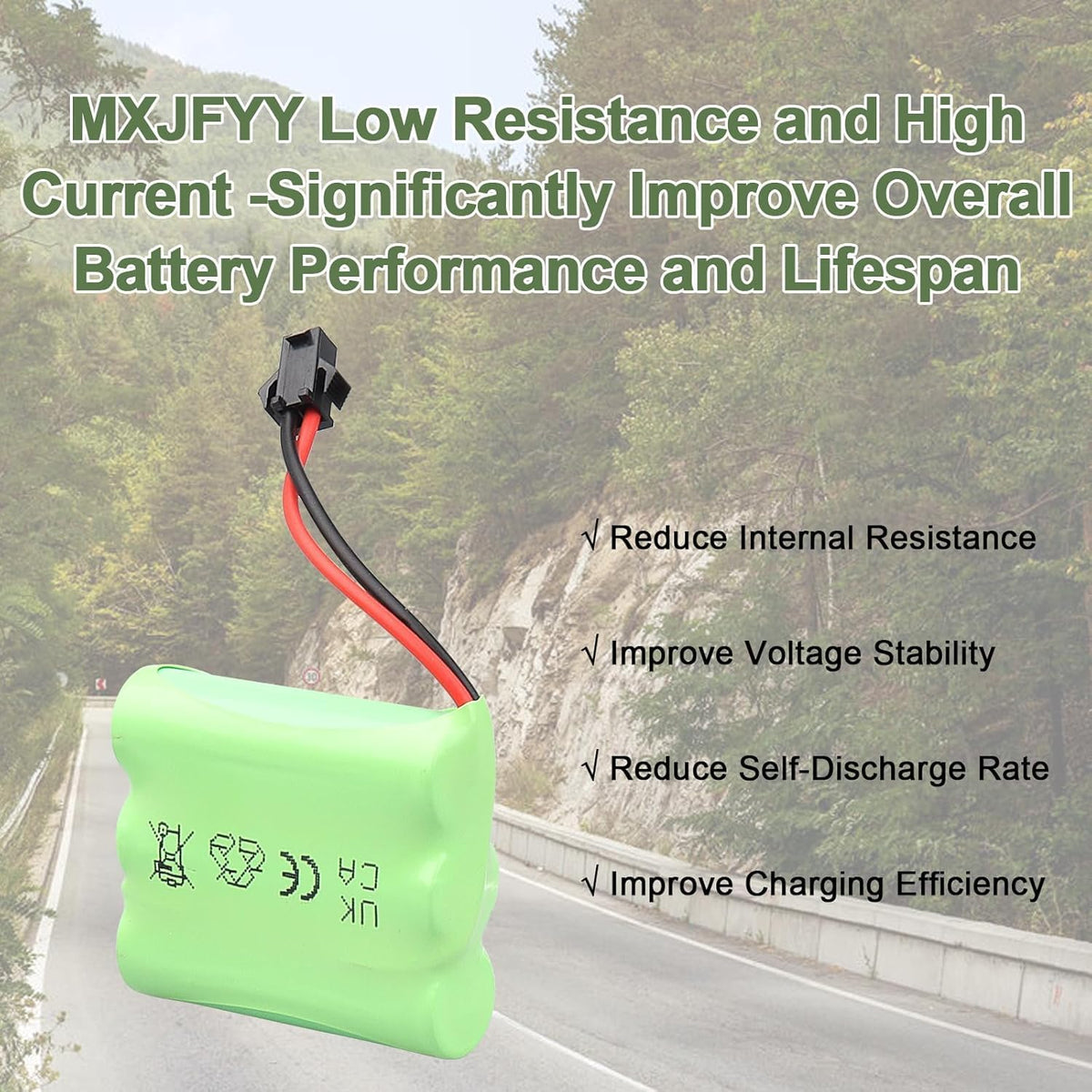 2 Batterie NiMH 3.6V 2400mAh AA con Connettore SM-2P – Batterie Ricaricabili per Auto RC, Camion, Veicoli da Cantiere, Giocattoli, Luci e Dispositivi Elettrici