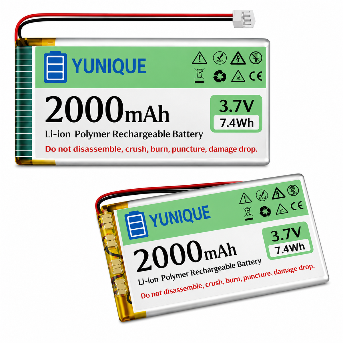 2 Batterie LiPo 3.7V 2000mAh 1S 103450 con Micro JST 2.0 – Batterie Ricaricabili con Protezione per Arduino, ESP32, NodeMCU e Schede di Sviluppo