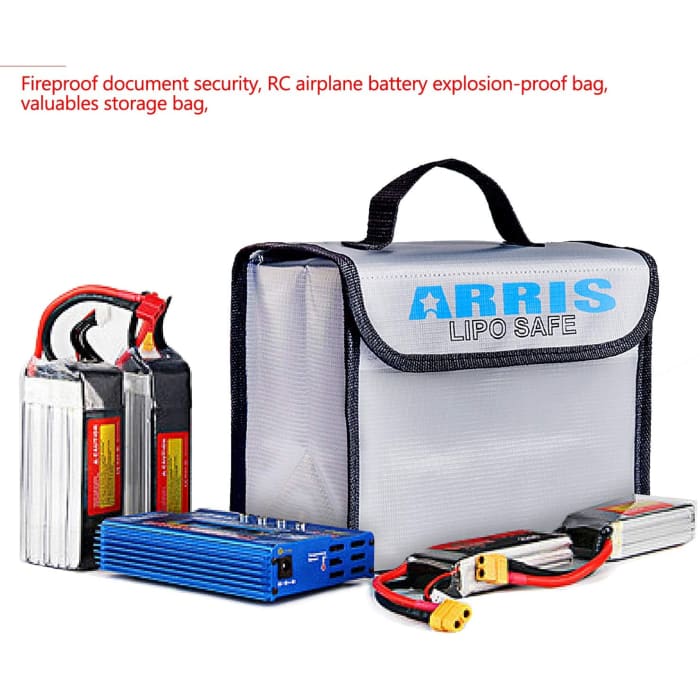 LiPo Safe Bag 215 x 145 x 165 mm | Borsa di Sicurezza Resistente alle Alte Temperature per Batterie LiPo | Custodia per Ricarica, Trasporto e Stoccaggio Batterie RC