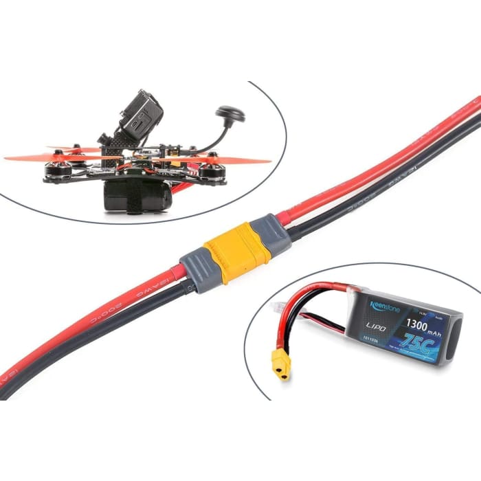 2 Pairs XT60 Female Male Connector with Housing Sheath Connector with  Silicone Cable 150mm 12AWG for Lipo Battery FPV Drone