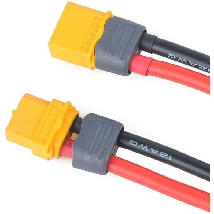 2 Pairs XT60 Female Male Connector with Housing Sheath Connector with  Silicone Cable 150mm 12AWG for Lipo Battery FPV Drone