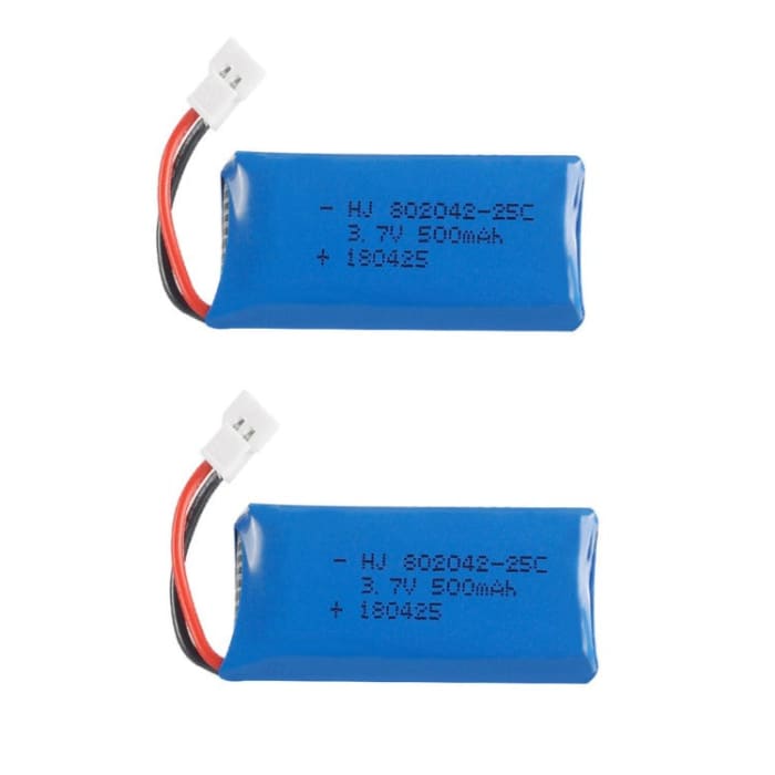 2 Pezzi Batterie Lipo Ricaricabili 3.7v, 500mAh per Rc Droni Quadricotteri HUBSAN X4 H107L H107C H107D H107 V252 JXD 385.
