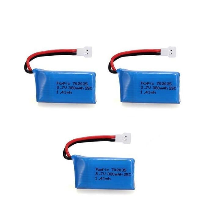 3 Pezzi Batterie Lipo Ricaricabili 3.7v, 380mAh per Rc Droni Quadricotteri HUBSAN X4 H107L H107C H107D H107 V252 JXD 385.