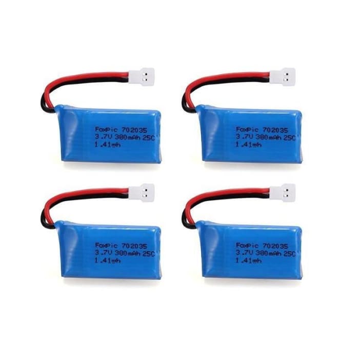 4 Pezzi Batterie Lipo Ricaricabili 3.7v, 380mAh per Rc Droni Quadricotteri HUBSAN X4 H107L H107C H107D H107 V252 JXD 385.