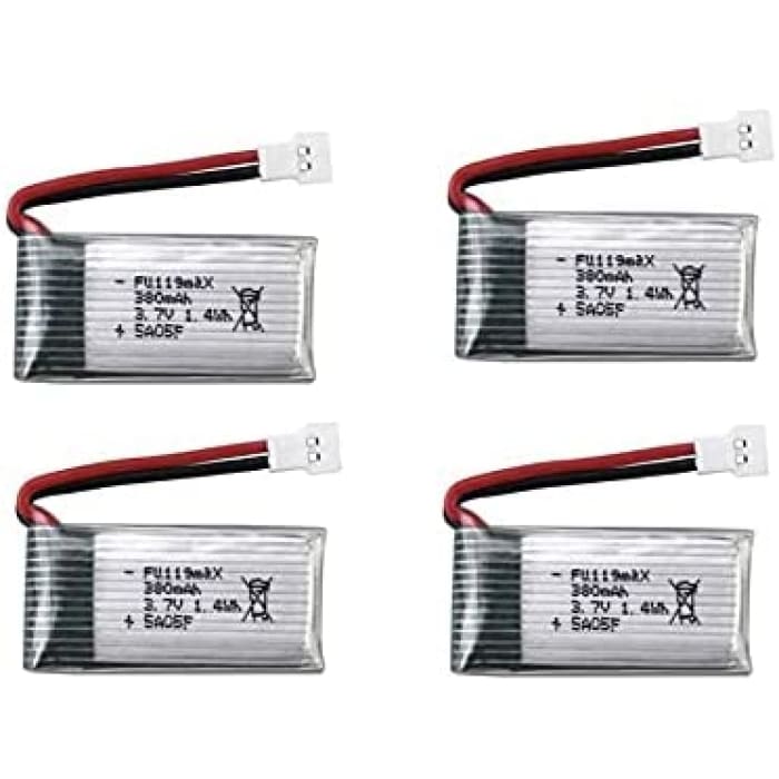 4 Pezzi Batteria Lipo Ricaricabile 3.7v 380mAh per Hubsan X4 H107c H107d H107L,Syma X11 X11C, HS170 HS170C Rc Quadricottero.
