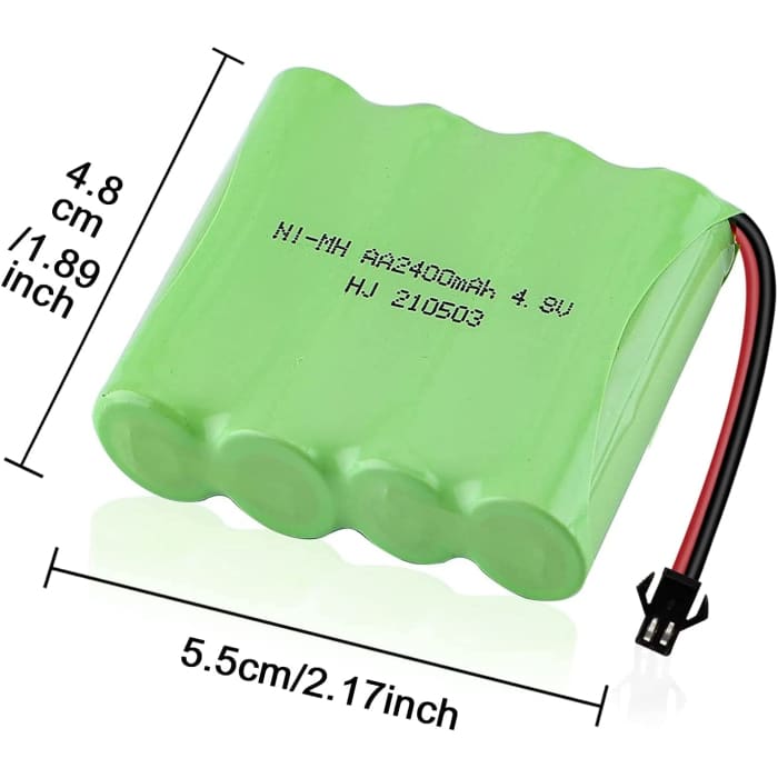 Batteria Ni-Mh 4.8V 2400mAh Ricaricabile | Per RC Auto, RC Rock Crawler | Ricarica Rapida, Durata 18 min, Verde Batteria Ni-Mh 4.8V 2400mAh Ricaricabile | Per RC Auto, RC Rock Crawler | Ricarica Rapida, Durata 18 min, Verde