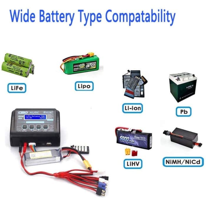 HTRC Caricabatteria LiPo RC Scaricatore bilanciamento 150W 10A 1-6S AC/DC C150 per NiCd Li-Ion Life NiMH LiHV PB Smart Battery (Nero).