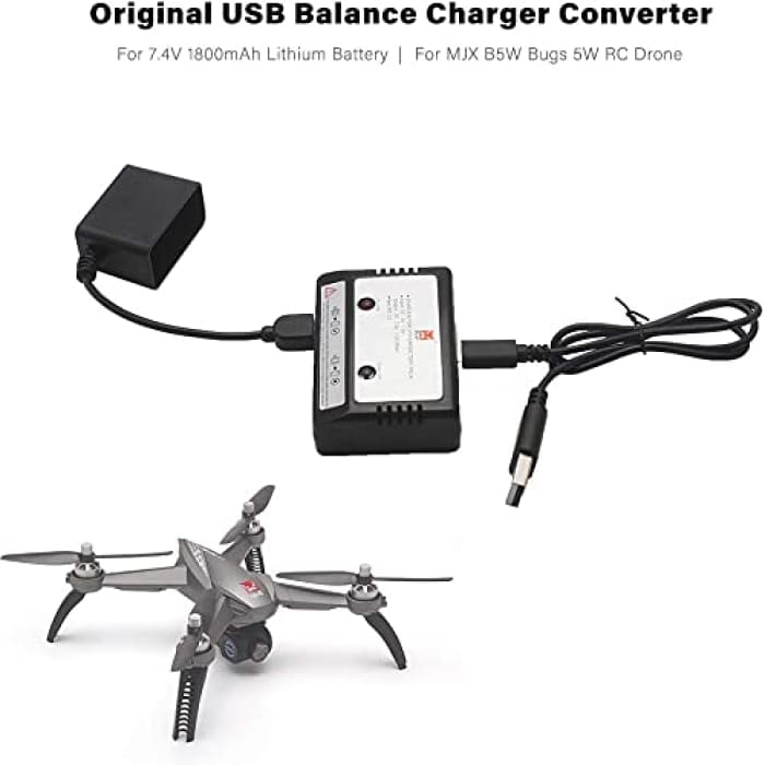 Caricatore di Equilibrio USB Originale per Batteria al Litio da 7,4V 1800 mAh per MJX B5W Bug 5W RC Drone.