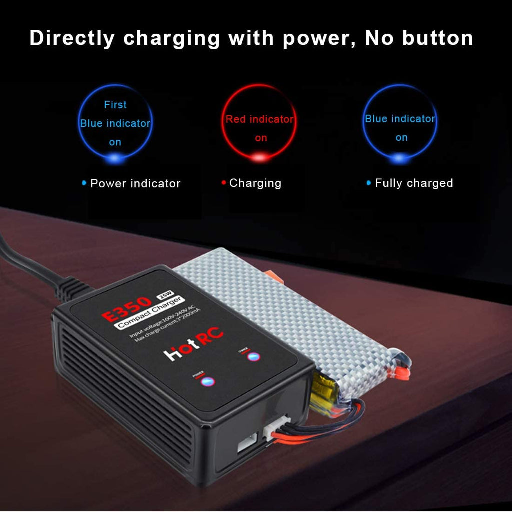 E350 2S 3S Caricabatterie Bilanciamento Compatto 25W per Batteria Life Lipo RC Auto Droni Quadricotteri.