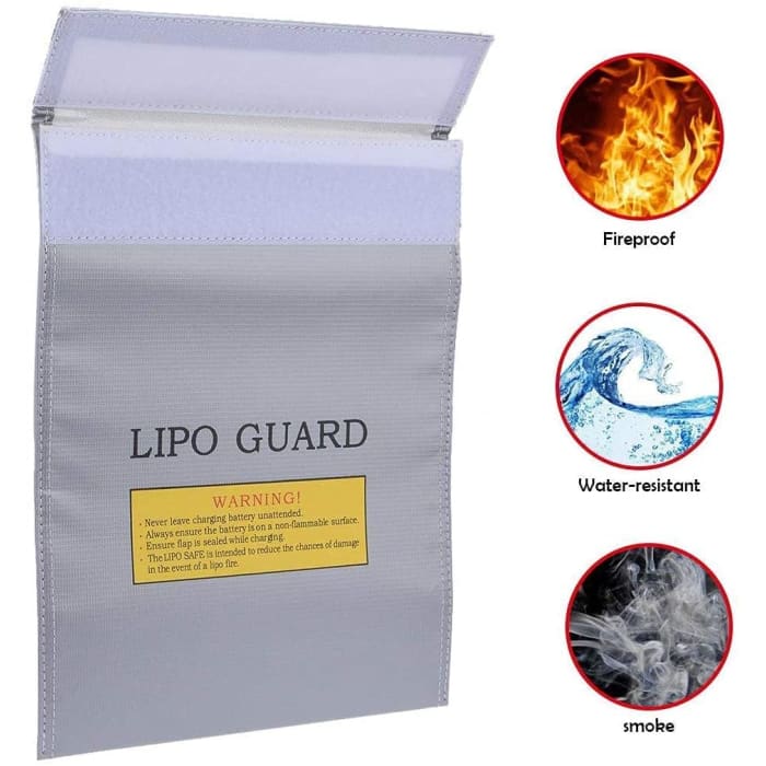 Lipo Guard Busta antincendio Lipo Bag, 23 cm x 18 cm x batterie lipo, Colore Argento.